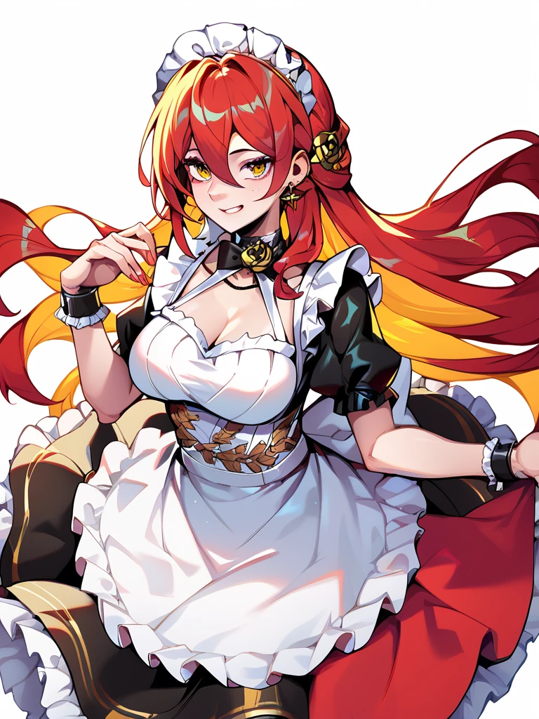 <lora:XL_himeko(pony)2-000004:1>,himeko is a girl with long red hair and yellow eyes,<lora:xl_dohna_dohna_style(pony):0.6>,dohna_dohna_style,maid,, score_9,_up score_8_up,
