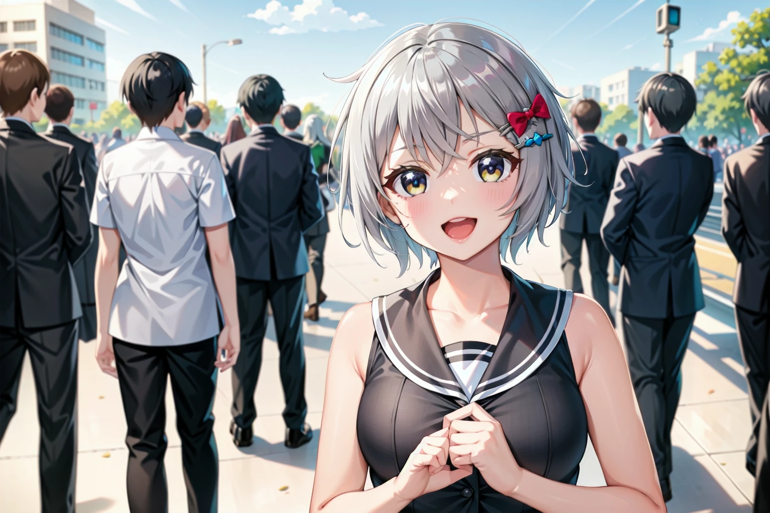 best quality, ultra fine, BREAK, <lora:asahinairoha_a:0.7> , (asahinairoha:1.2), BREAK station, winter, cold, steam, morning, (crowd:1.3),