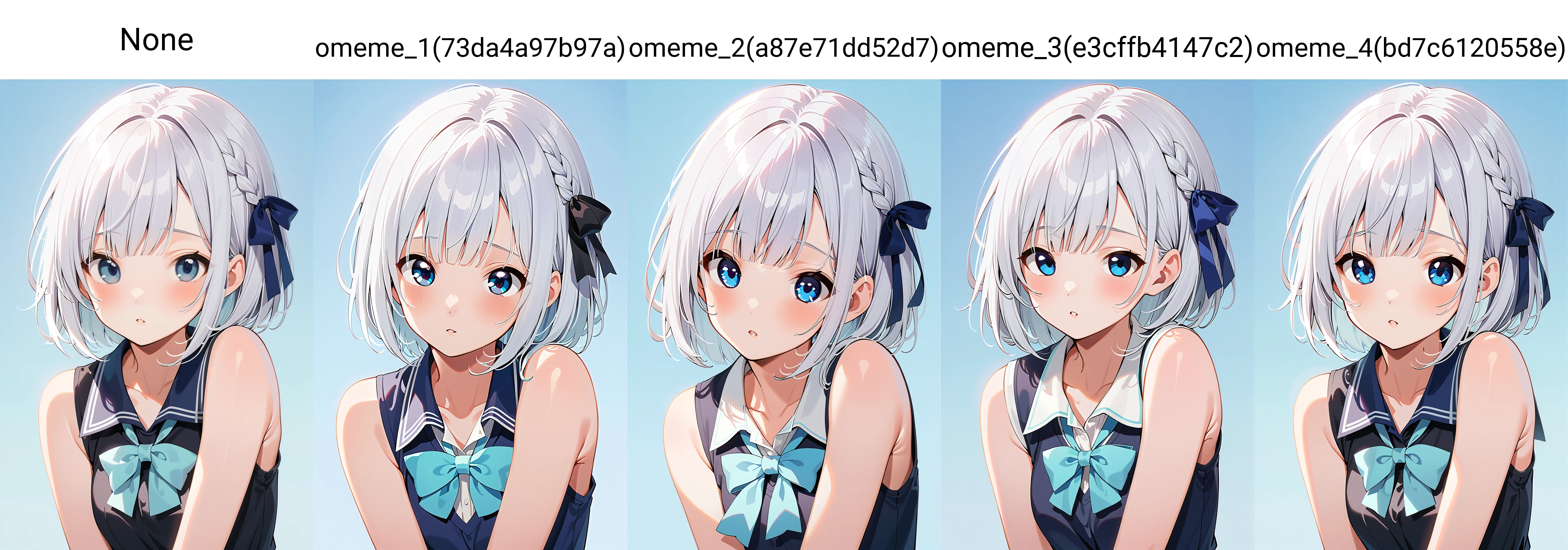 1girl,15yo, silver hair,bob cut,blue eyes, hair ribbon on side hair, school uniform,
white background,
<lora:not_red_eyes_difflora:1>