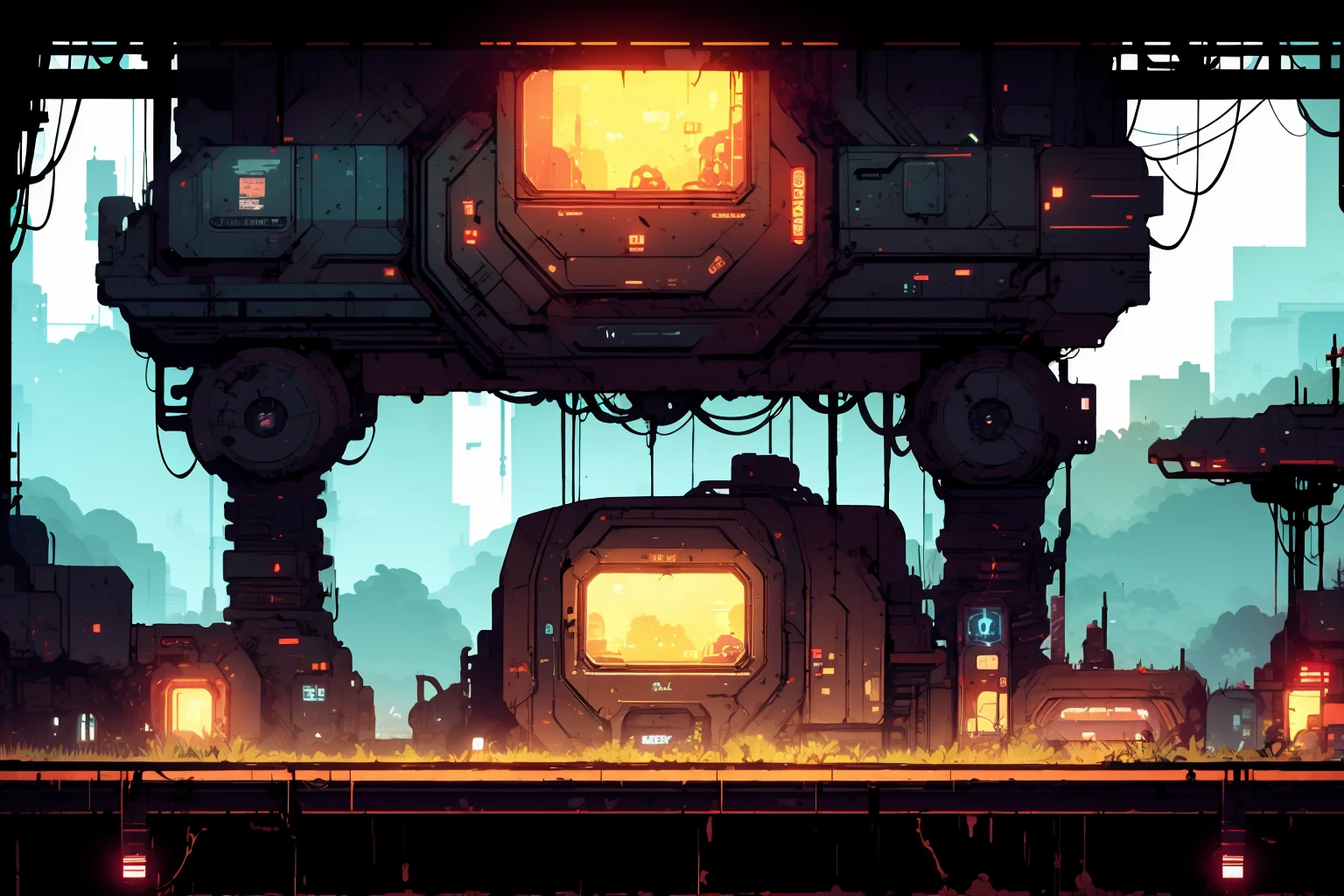 <lora:hbyxcj:1>hbyxcj, science fiction, no humans, scenery, cable