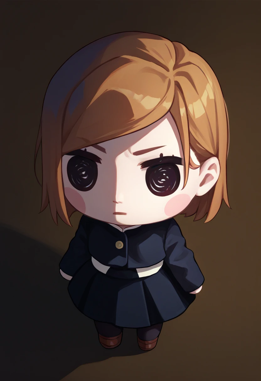 score_9, score_8_up, score_7_up, chibi, solo, 1girl, kugisaki nobara, expressionless, school uniform, black jacket, long sleeves, black skirt, pantyhose <lora:style_beegsmol_ponyXL:1.1> <lora:jjk_kugisaki_ponyXL:0.9>