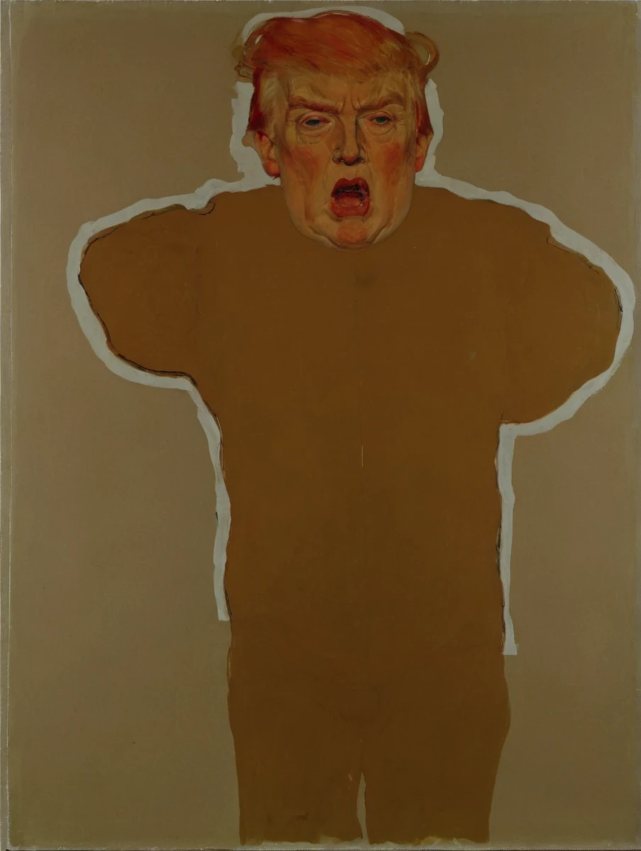 Donald Trump, yelling,
(painting, EgonSchiele style:1.2), thick messy white outline, bright
<lora:Egon Schiele Style_v1_SDXLBase:1>