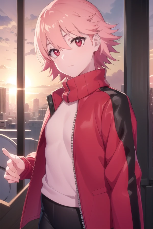 harukoharuhara, <lora:haruko haruhara movie1-lora-nochekaiser:1>,
haruko haruhara, short hair, (red eyes:1.3), pink hair,
BREAK jacket, red jacket, shirt, pink shirt, pants, black pants,
BREAK outdoors,
BREAK looking at viewer, (cowboy shot:1.5), dynamic pose,
BREAK <lyco:GoodHands-beta2:1>, (masterpiece:1.2), best quality, high resolution, unity 8k wallpaper, (illustration:0.8), (beautiful detailed eyes:1.6), extremely detailed face, perfect lighting, extremely detailed CG, (perfect hands, perfect anatomy),