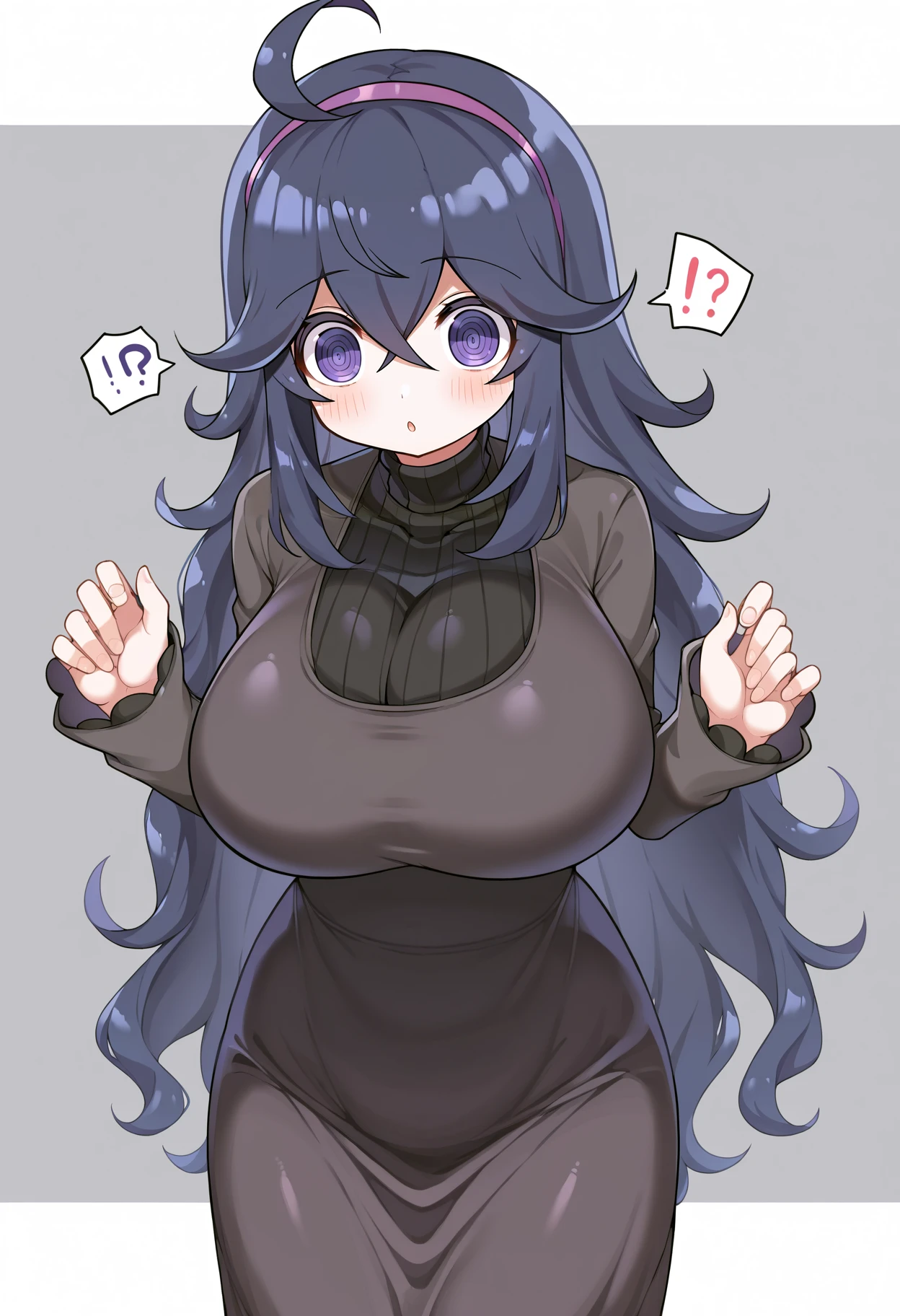score_9, score_8_up, score_7_up,
BREAK
source_anime,
BREAK
hex maniac \(pokemon\), pokemon, 1girl, purple eyes, purple hairband,
shy, blush, long hair, ahoge, @_@, large breasts, long dress, black dress, long sleeves,
<lora:Shuz Dodidu-v1-PDXL:1>