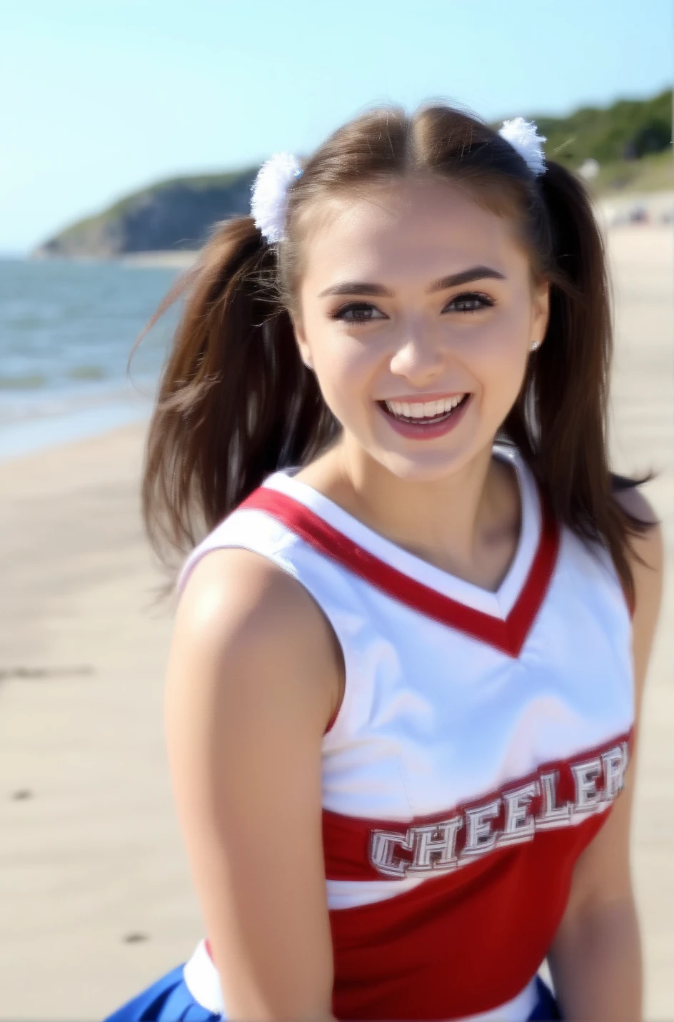 tv_Irina_Wilson_MXAI_V1, joyful expression, doubtful expression, ((wearing cheerleader uniform )), at a Danish beach (((relaxed))), "epic-Ultra-HD-details", "epic-Ultra-HD-highlights", PA7_Human-Likeness, PA7_Portrait-MS