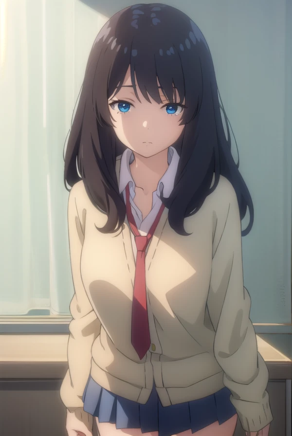 hijiriyajima, <lora:hijiri yajima movie2-lora-nochekaiser:1>,
hijiri yajima, long hair, black hair, blue eyes,
BREAK skirt, school uniform, pleated skirt, necktie, miniskirt, cardigan, red necktie, brown cardigan,
BREAK indoors, classroom,
BREAK looking at viewer, (cowboy shot:1.5), dynamic pose,
BREAK <lyco:GoodHands-beta2:1>, (masterpiece:1.2), best quality, high resolution, unity 8k wallpaper, (illustration:0.8), (beautiful detailed eyes:1.6), extremely detailed face, perfect lighting, extremely detailed CG, (perfect hands, perfect anatomy),