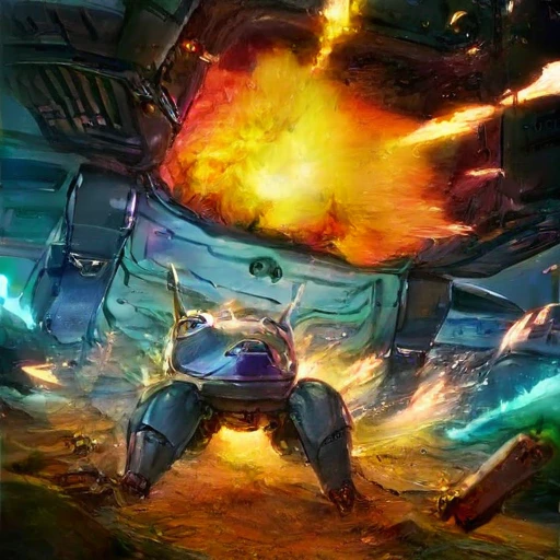 Tachikoma,score_9,score_8_up,score_7_up,score_6_up,score_5_up,score_4_up, <lora:Tachikoma:1>,signature,robot,mecha,science fiction,motion blur,realistic,battle,explosion,firing,dust,sparks,blue colored robot,
<lora:add-detail-xl:0.8>
