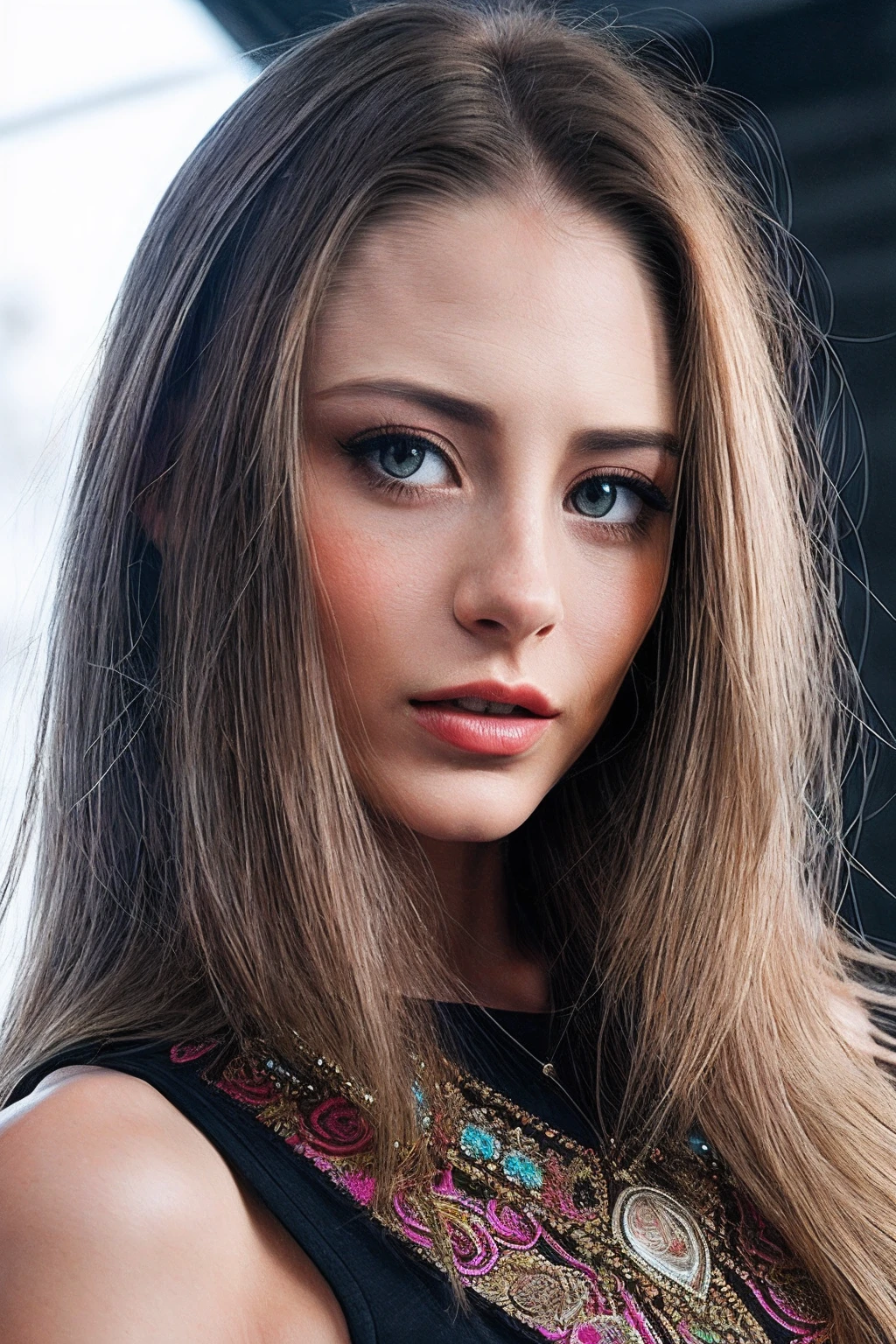 photo of (KylerQ_SoloTI_v1:0.99),fangs,
a beautiful woman, perfect hair,
Adorned in Chic Pastels (dress:1.1), (trendy urban backdrop:1.1), (closeup portrait), fashionista style, (vibrant street art background), modern trendy photography, (Sony Alpha 7 III Camera), 50mm, natural light, bold colors, stylishly detailed, High (Detail:1.1), Crisply focused, dynamic, vibrant natural light, 4k textures, trendy, ((((effortlessly chic)))), lively tones, fashionable details, energetic, high contrast,
<lora:add_detail:0.6>