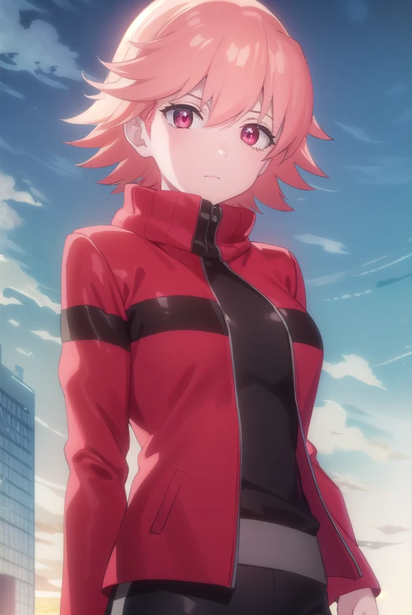 harukoharuhara, <lora:haruko haruhara movie1-lora-nochekaiser:1>,
haruko haruhara, short hair, (red eyes:1.3), pink hair,
BREAK jacket, red jacket, shirt, pink shirt, pants, black pants,
BREAK outdoors,
BREAK looking at viewer, (cowboy shot:1.5), dynamic pose,
BREAK <lyco:GoodHands-beta2:1>, (masterpiece:1.2), best quality, high resolution, unity 8k wallpaper, (illustration:0.8), (beautiful detailed eyes:1.6), extremely detailed face, perfect lighting, extremely detailed CG, (perfect hands, perfect anatomy),