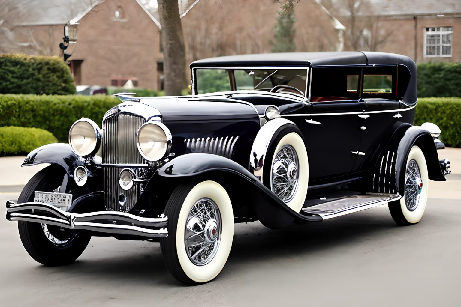 Photo of a  black duesenberg-j open town car <lora:1930s_Duesenberg_Model_J_by_IMAK:.8>