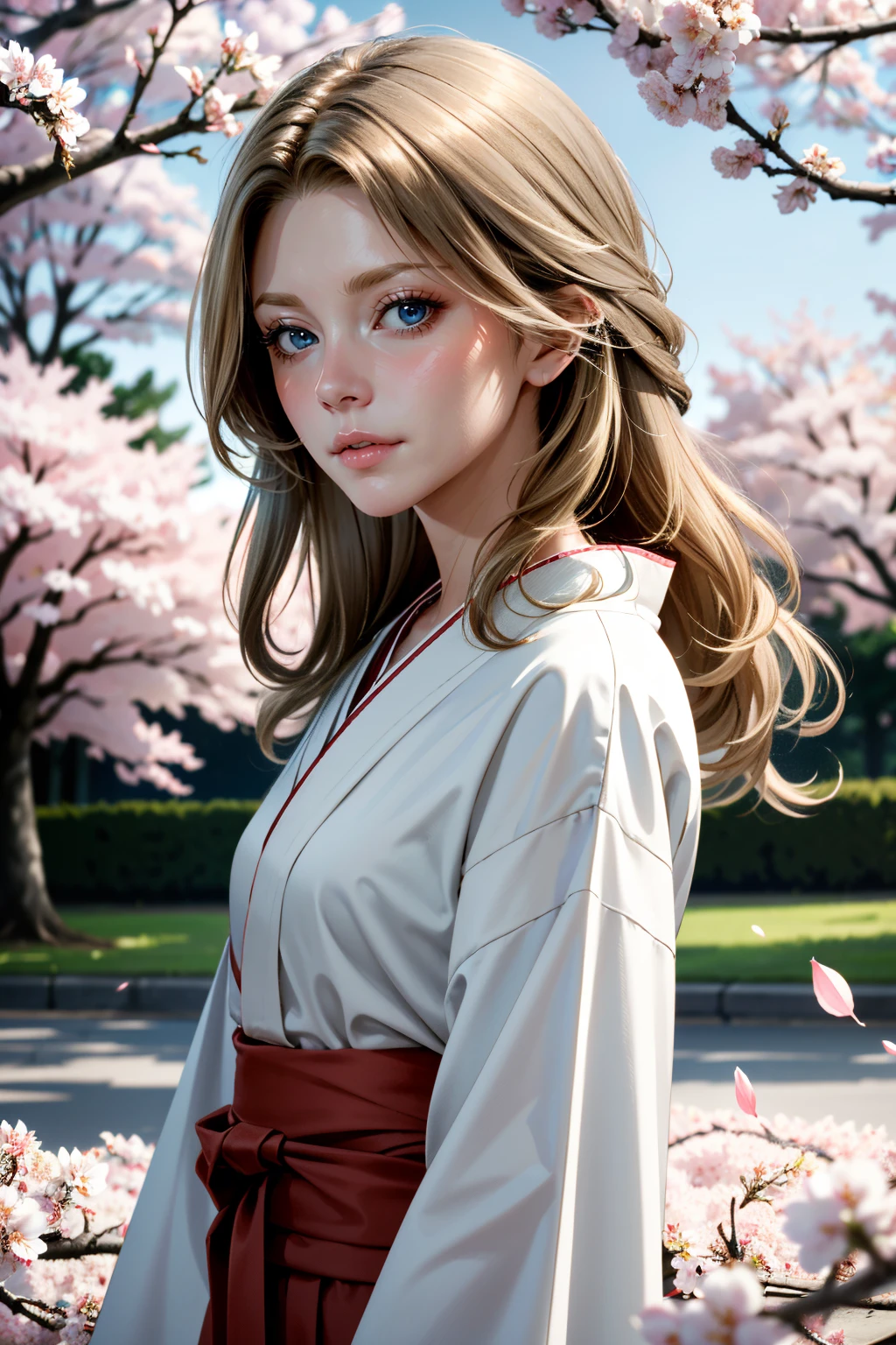 ((ultra detailed, masterpiece, absurdres))
 <lora:DSAmelie:0.8>
DSAmelie, blonde hair, blue eyes, in a traditional kimono, surrounded by cherry blossoms