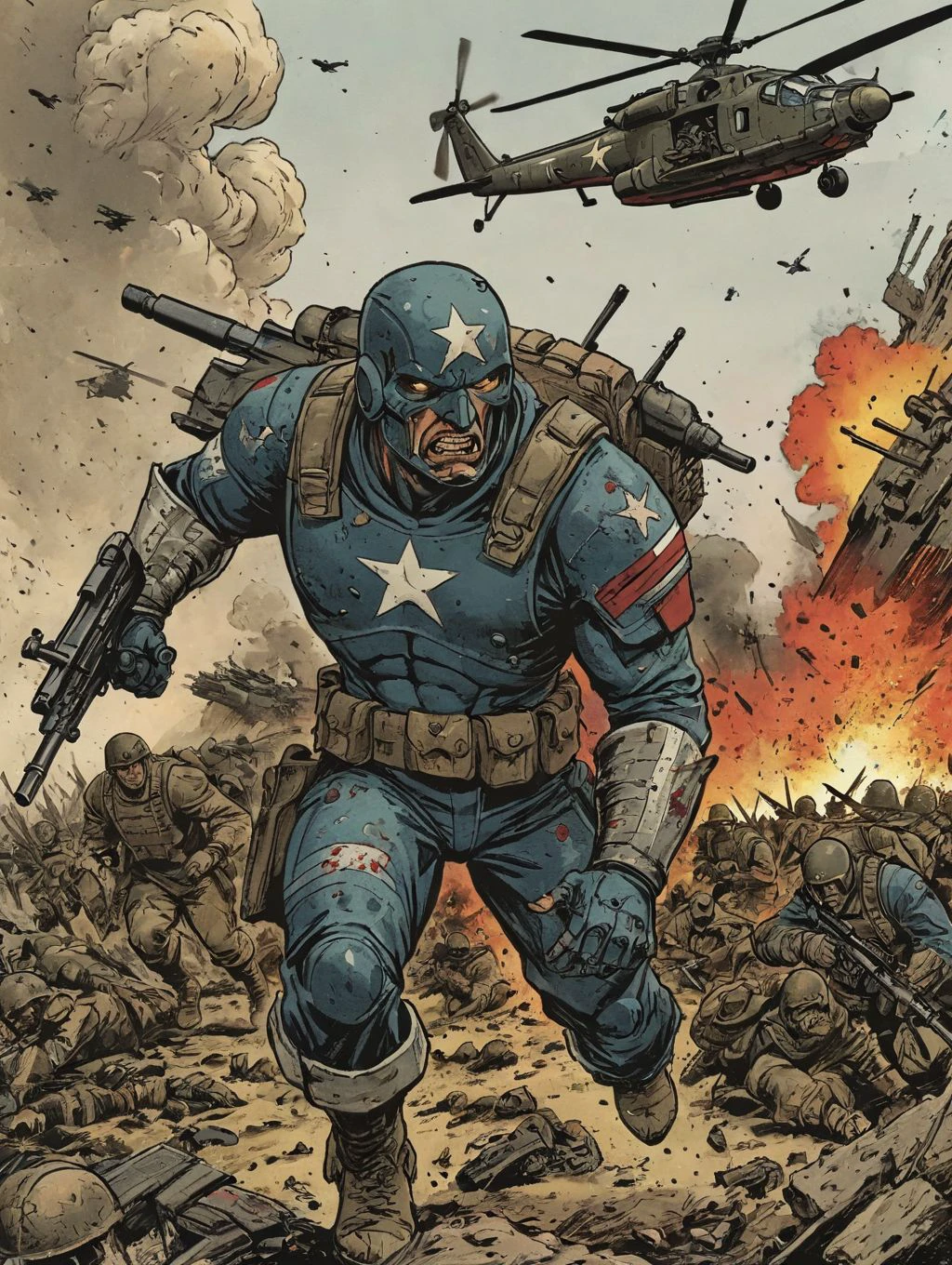 war assault, colored inked, comics