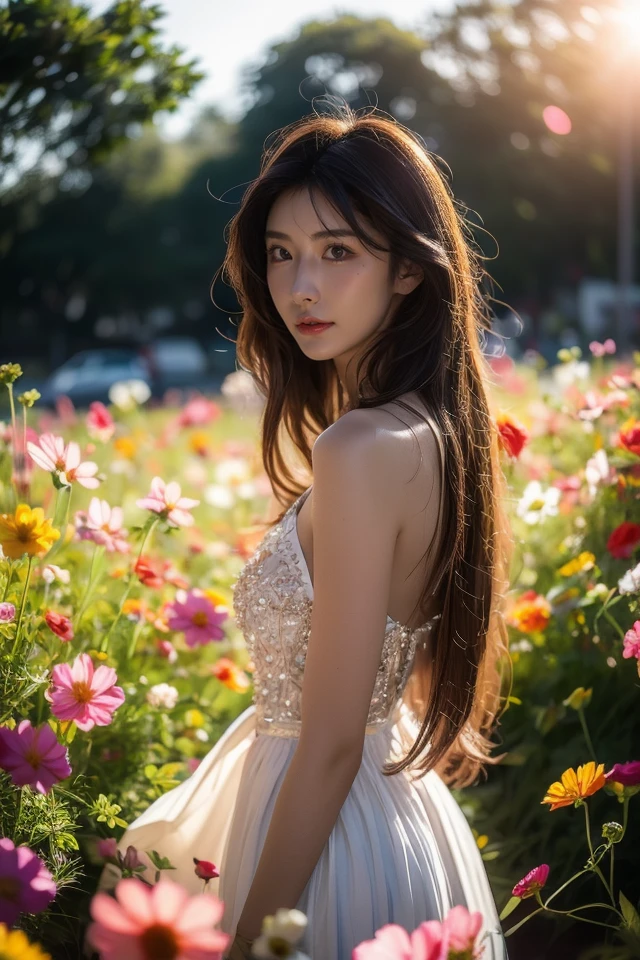 Sea of Flowers,1girl,solo,flower,blurry,long hair,realistic,looking at viewer,brown hair,brown eyes,blurry background,outdoors,depth of field,lips,shirt,field,upper body,black hair,white shirt,from side,white dress,dress,pink flower,looking to the side,flower field,day,sunlight,black eyes,grass,purple flower,blurry foreground,lens flare,bokeh,
best quality,masterpiece,illustration,an extremely delicate and beautiful,CG,unity,8k wallpaper,Amazing,finely detail,masterpiece,official art,extremely detailed CG unity 8k wallpaper,incredibly absurdres,huge filesize,ultra-detailed,highres,extremely detailed,beautiful detailed girl,realistic,light contrast,<lora:Sea of Flowers_20240301083834:0.8>,<lora:ZOE_20230707035042:0.8>,