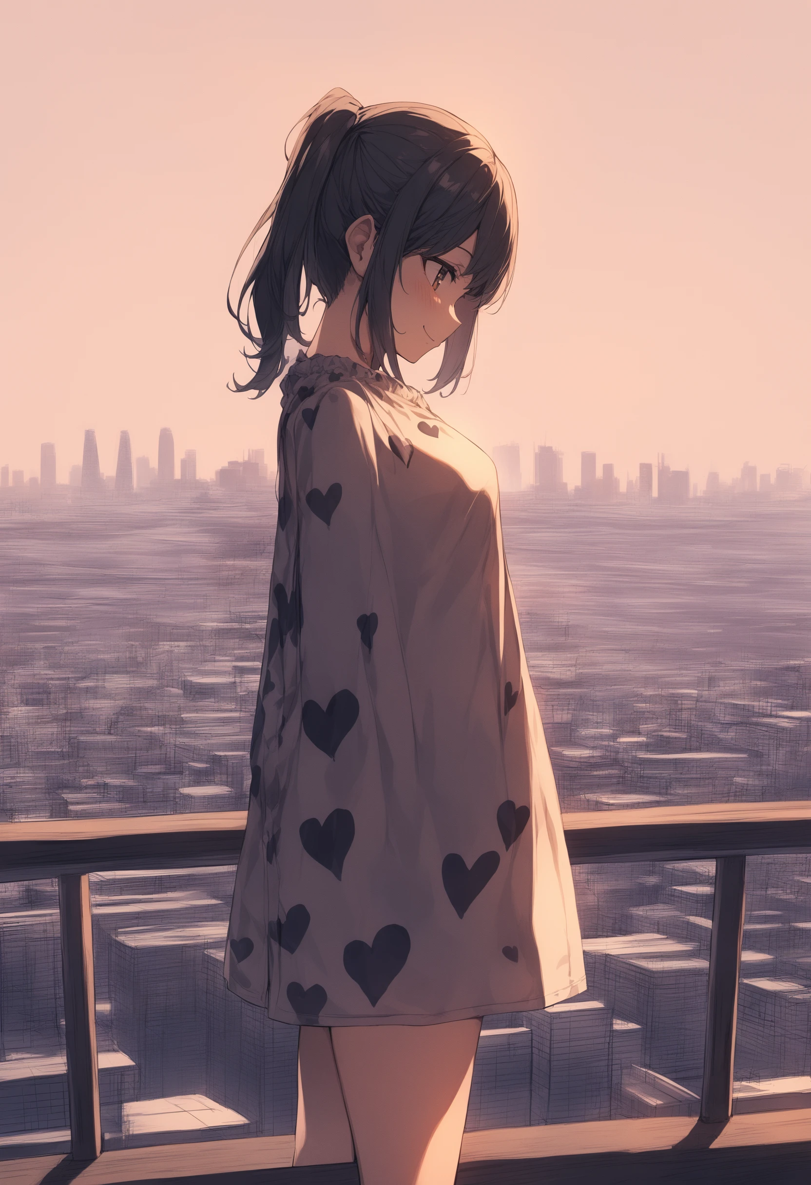 1girl, <lora:sdxl2-flat2-512b:-1>,medium breasts,
<lora:wraptowelXLv1:1.0>,rap,solo,standing, heart print,
from side, wide shot, looking down, smile, London city, closed mouth,
best quality,medium quality,