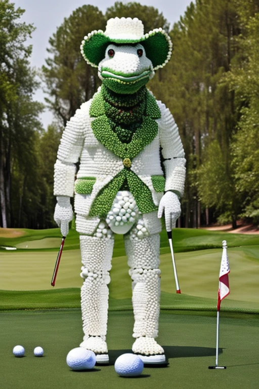 <lora:g0lfb4ll_v1:1>, high quality, high resolution, g0lfb4ll, made of golf balls, aligator