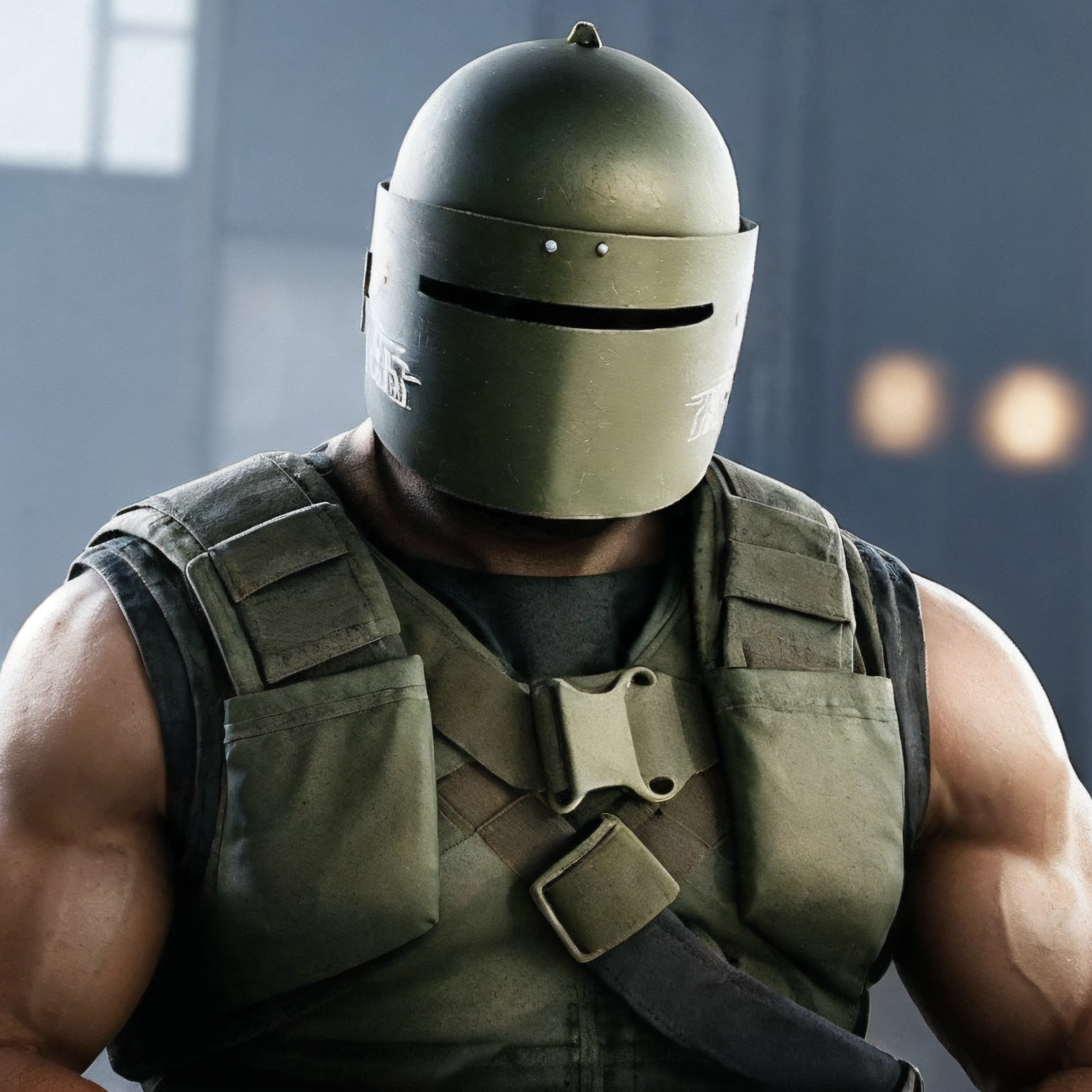 1male, Tachanka, (helmet:1.15), pectoral, biceps, neck, <lora:Tachanka:0.5>