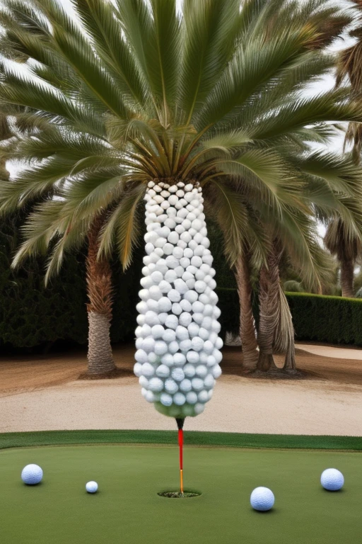 <lora:g0lfb4ll_v1:1>, high quality, high resolution, made of golf balls, palm tree, g0lfb4ll