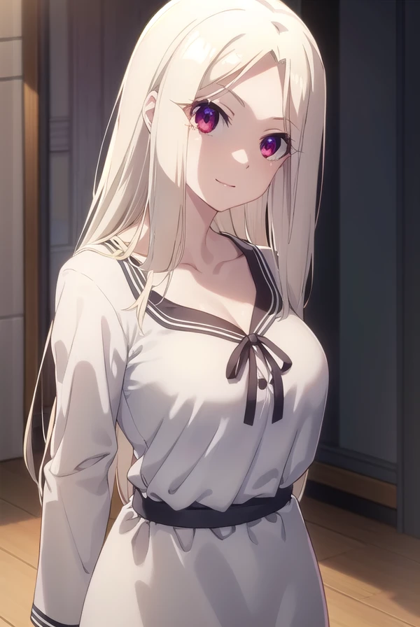 irisvielvoneinzbern, <lora:irisviel von einzbern prisma s2-lora-nochekaiser:1>,
irisviel von einzbern, long hair, blonde hair, (red eyes:1.3), white hair, (parted bangs:1.5), smile,
BREAK dress, white dress, collarbone,
BREAK indoors,
BREAK looking at viewer, (cowboy shot:1.5), dynamic pose,
BREAK <lyco:GoodHands-beta2:1>, (masterpiece:1.2), best quality, high resolution, unity 8k wallpaper, (illustration:0.8), (beautiful detailed eyes:1.6), extremely detailed face, perfect lighting, extremely detailed CG, (perfect hands, perfect anatomy),