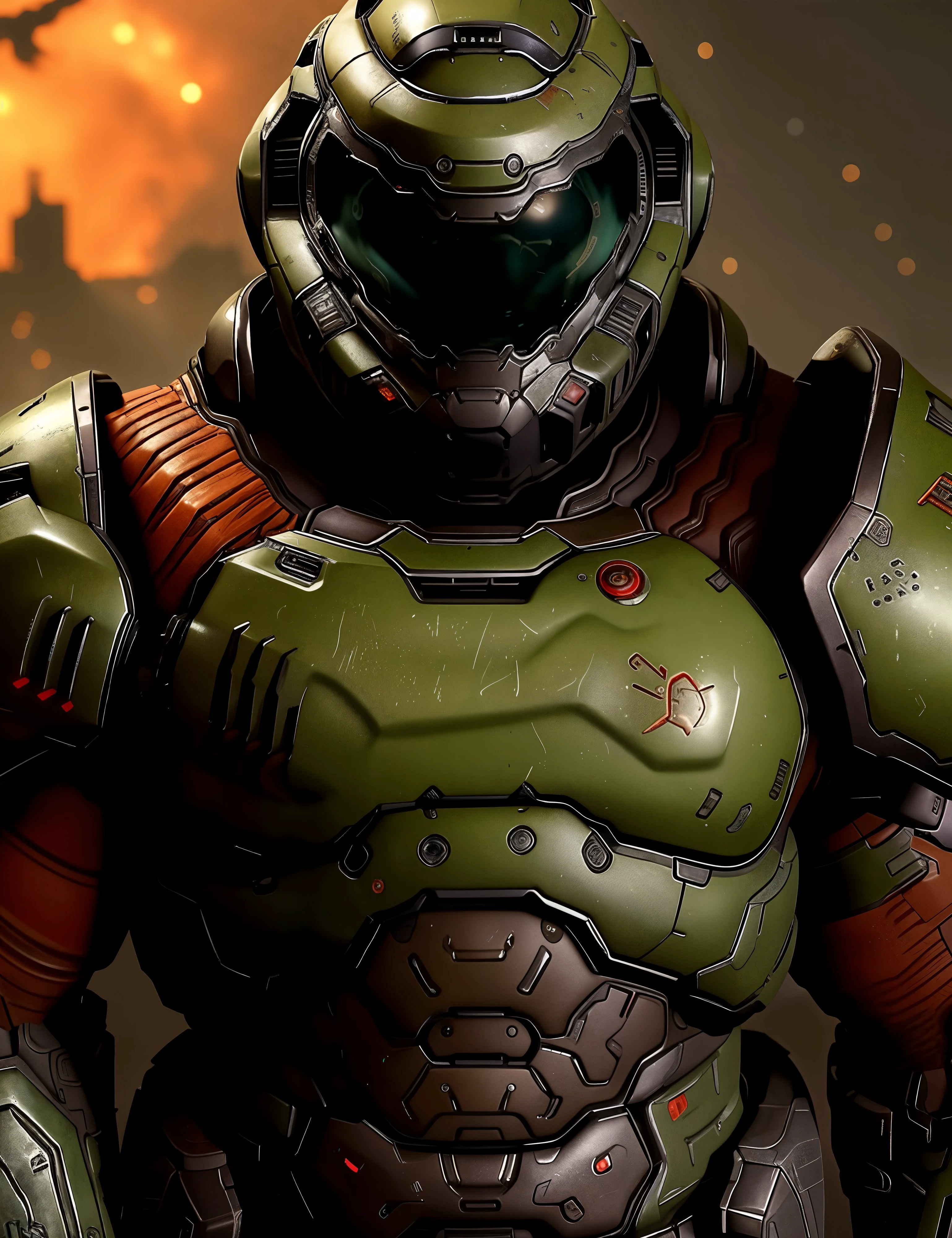 doom slayer,  <lora:DoomSlayer:0.7>, (Artstation:1.3), (intricate:1.1), (highly detailed:1.2),(glowing lighting:0.5), (digital painting:1.2), (smooth:1.1), (sharp focus:1.2), (illustration:1.1), (3d:0.9), (3d_bacground:0.9), 8 k., (Horror), dark, creepy, bloody, scary