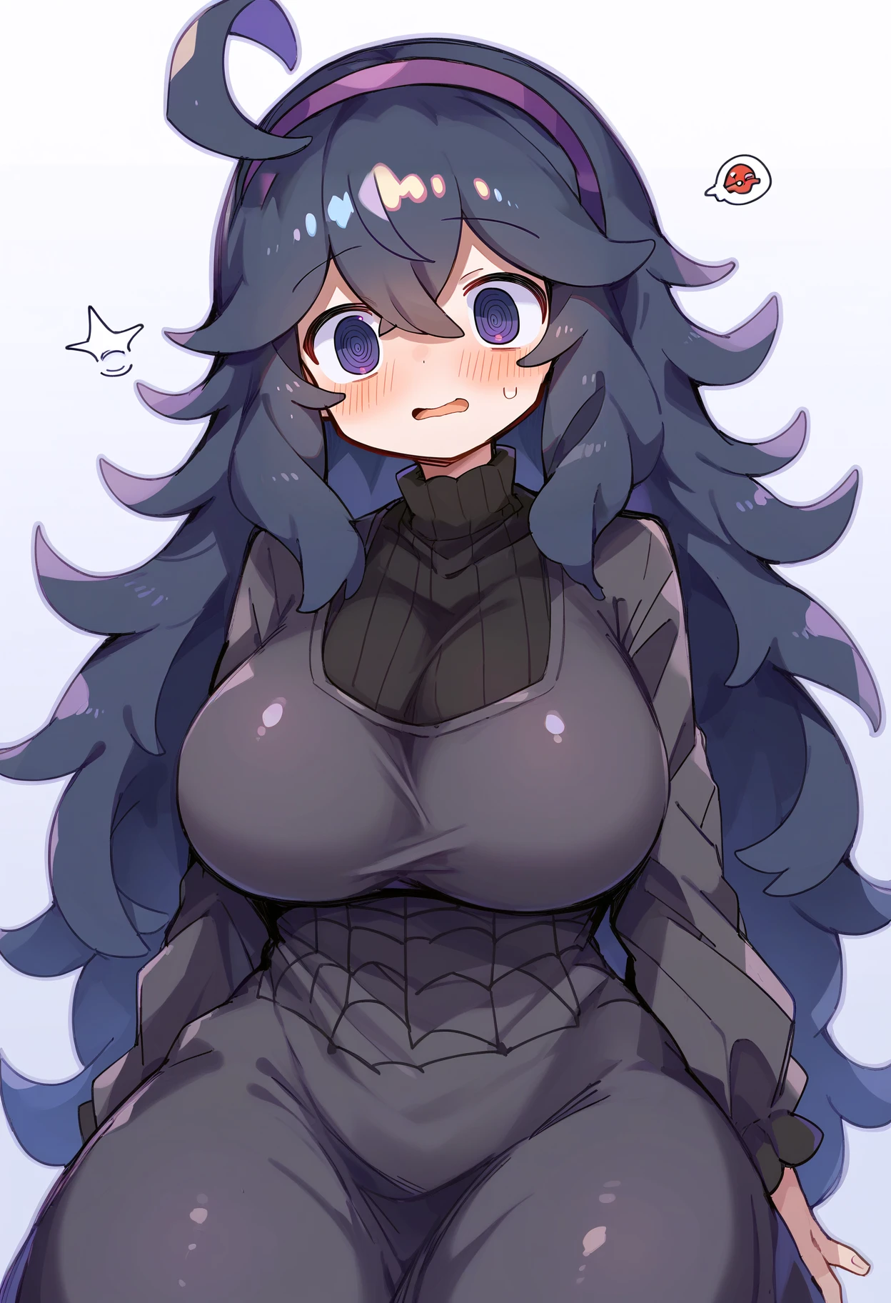score_9, score_8_up, score_7_up,
BREAK
source_anime,
BREAK
hex maniac \(pokemon\), pokemon, 1girl, purple eyes, purple hairband,
shy, blush, long hair, ahoge, @_@, large breasts, long dress, black dress, long sleeves,
<lora:Uenomigi-v1-PDXL:1>