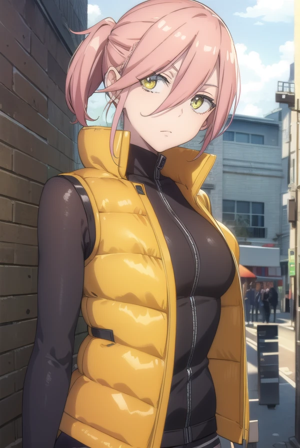 harukoharuhara, <lora:haruko haruhara movie2-lora-nochekaiser:1>,
haruko haruhara, short hair, pink hair, (yellow eyes:1.3), folded ponytail,
BREAK jacket, pantyhose, boots, vest,
BREAK outdoors,
BREAK looking at viewer, (cowboy shot:1.5), dynamic pose,
BREAK <lyco:GoodHands-beta2:1>, (masterpiece:1.2), best quality, high resolution, unity 8k wallpaper, (illustration:0.8), (beautiful detailed eyes:1.6), extremely detailed face, perfect lighting, extremely detailed CG, (perfect hands, perfect anatomy),