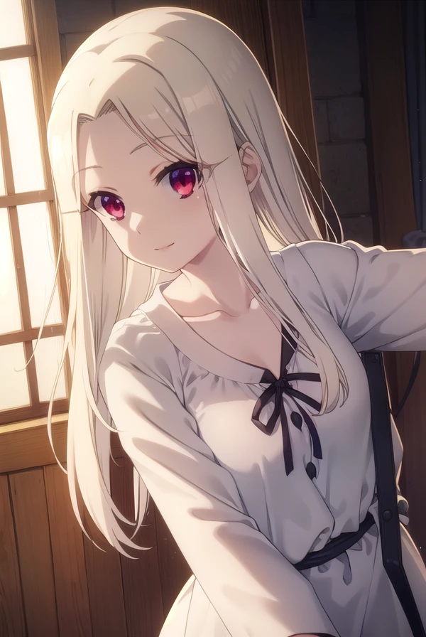 irisvielvoneinzbern, <lora:irisviel von einzbern prisma s2-lora-nochekaiser:1>,
irisviel von einzbern, long hair, blonde hair, (red eyes:1.3), white hair, (parted bangs:1.5), smile,
BREAK dress, white dress, collarbone,
BREAK indoors,
BREAK looking at viewer, (cowboy shot:1.5), dynamic pose,
BREAK <lyco:GoodHands-beta2:1>, (masterpiece:1.2), best quality, high resolution, unity 8k wallpaper, (illustration:0.8), (beautiful detailed eyes:1.6), extremely detailed face, perfect lighting, extremely detailed CG, (perfect hands, perfect anatomy),