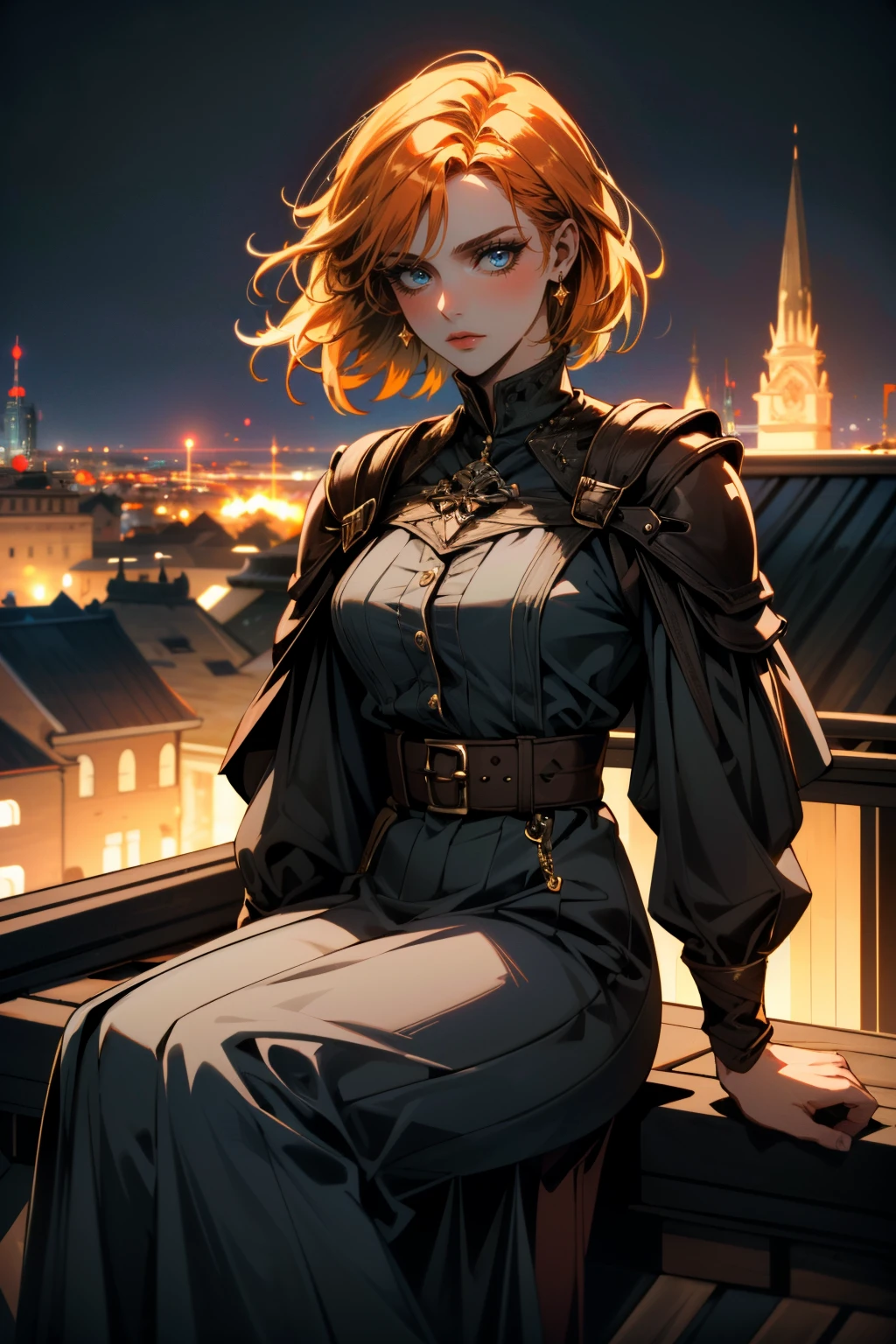 ((ultra detailed, masterpiece, absurdres))
 <lora:DALeliana:0.8>
DALeliana, medium hair, orange hair, blue eyes, overlooking the city from a rooftop bar at night, chic outfit, sitting