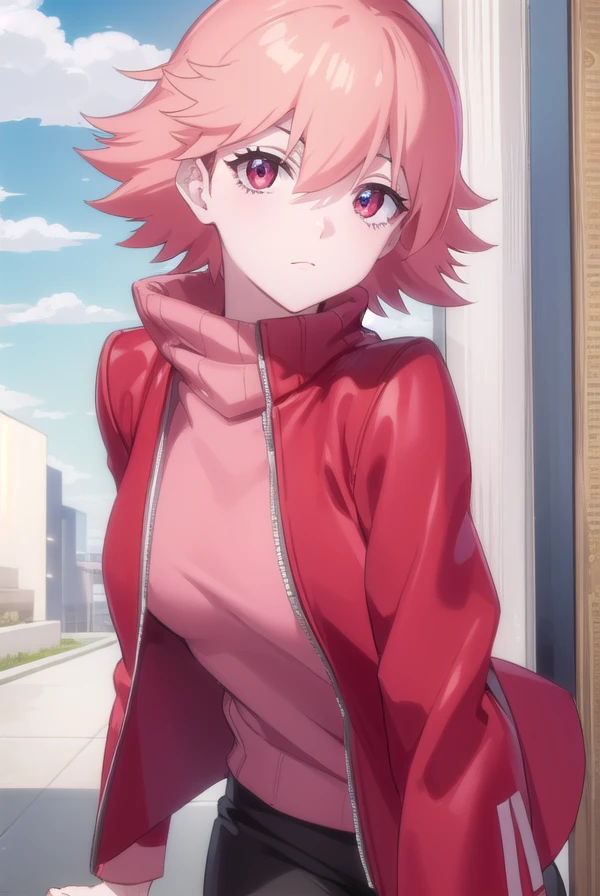 harukoharuhara, <lora:haruko haruhara movie1-lora-nochekaiser:1>,
haruko haruhara, short hair, (red eyes:1.3), pink hair,
BREAK jacket, red jacket, shirt, pink shirt, pants, black pants,
BREAK outdoors,
BREAK looking at viewer, (cowboy shot:1.5), dynamic pose,
BREAK <lyco:GoodHands-beta2:1>, (masterpiece:1.2), best quality, high resolution, unity 8k wallpaper, (illustration:0.8), (beautiful detailed eyes:1.6), extremely detailed face, perfect lighting, extremely detailed CG, (perfect hands, perfect anatomy),