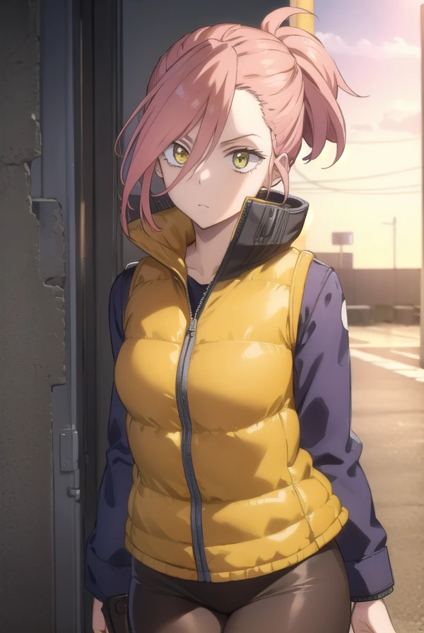 harukoharuhara, <lora:haruko haruhara movie2-lora-nochekaiser:1>,
haruko haruhara, short hair, pink hair, (yellow eyes:1.3), folded ponytail,
BREAK jacket, pantyhose, boots, vest,
BREAK outdoors,
BREAK looking at viewer, (cowboy shot:1.5), dynamic pose,
BREAK <lyco:GoodHands-beta2:1>, (masterpiece:1.2), best quality, high resolution, unity 8k wallpaper, (illustration:0.8), (beautiful detailed eyes:1.6), extremely detailed face, perfect lighting, extremely detailed CG, (perfect hands, perfect anatomy),