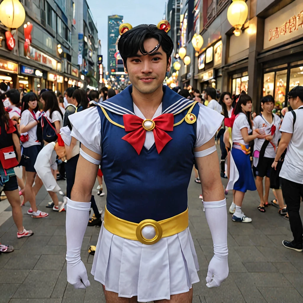 LSM, a man dressed in a sailor costume, Sailor senshi, Serafuku <lora:SM_costumes_SDXL:1>