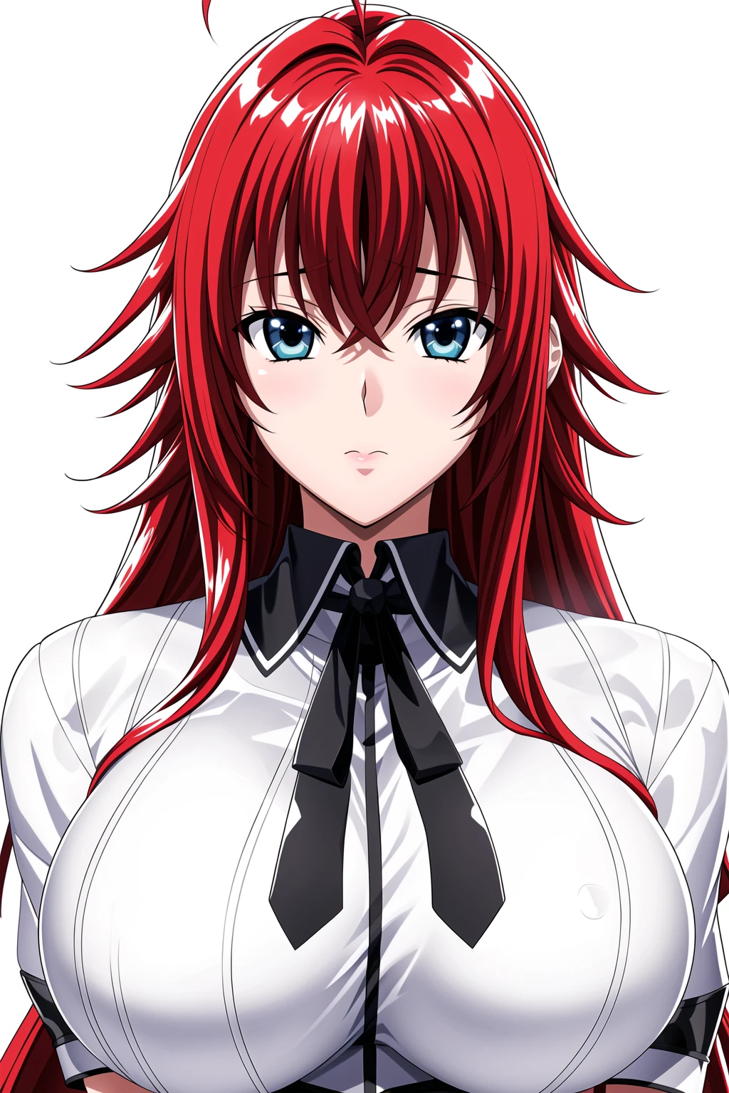 Simple White Background,
dynamic pose,standing at attention,
Black cape,Black neckwear,white shirt,short_sleeves,red pleated skirt, sailor_collar,
<lora:Rias_Gremory_DxD-KK77-V2:0.7>,
Red_hair,Very_long_hair,Blue_EYES,Bangs,
<lora:Oda_Non_Style-KK77-V2:0.3>,<lora:more_details:0.3>,
1 girl, 20yo,Young female,Beautiful long legs,Beautiful body,
Beautiful Nose,Beautiful character design, perfect face,expressive eyes,perfect balance,
looking at viewer,(Focus on her face),closed mouth, (innocent_big_eyes:1.0),(Light_Smile:0.3),
official art,extremely detailed CG unity 8k wallpaper, perfect lighting,Colorful, Bright_Front_face_Lighting,White skin,
(masterpiece:1.0),(best_quality:1.0), ultra high res,4K,ultra-detailed,
photography, 8K, HDR, highres, absurdres:1.2, Kodak portra 400, film grain, blurry background, bokeh:1.2, lens flare, (vibrant_color:1.2),professional photograph,
(Beautiful,large_Breasts:1.4), (beautiful_face:1.5),(narrow_waist),