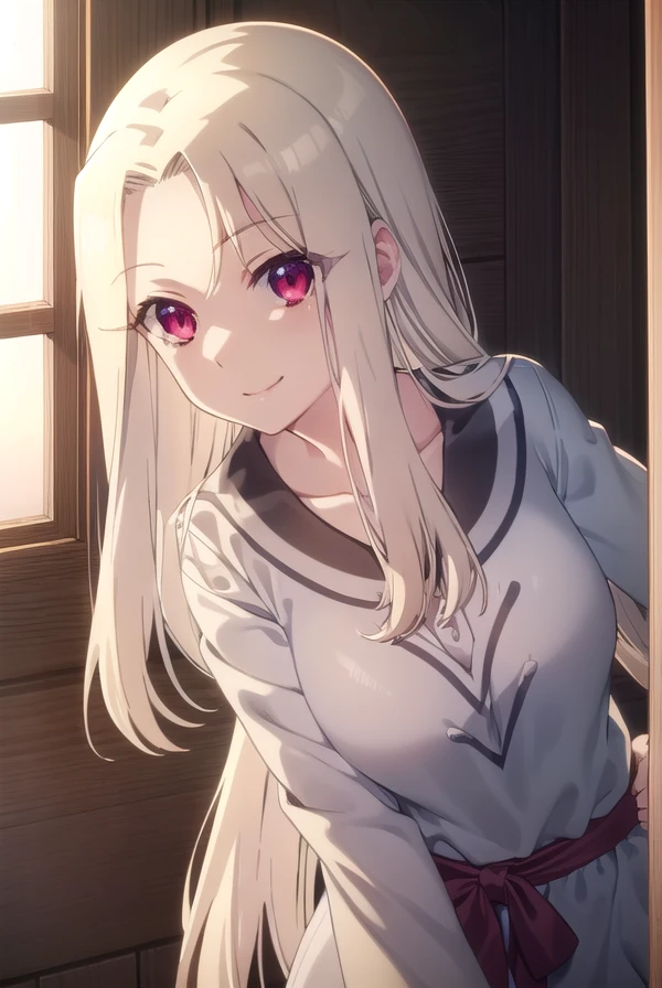 irisvielvoneinzbern, <lora:irisviel von einzbern prisma s2-lora-nochekaiser:1>,
irisviel von einzbern, long hair, blonde hair, (red eyes:1.3), white hair, (parted bangs:1.5), smile,
BREAK dress, white dress, collarbone,
BREAK indoors,
BREAK looking at viewer, (cowboy shot:1.5), dynamic pose,
BREAK <lyco:GoodHands-beta2:1>, (masterpiece:1.2), best quality, high resolution, unity 8k wallpaper, (illustration:0.8), (beautiful detailed eyes:1.6), extremely detailed face, perfect lighting, extremely detailed CG, (perfect hands, perfect anatomy),