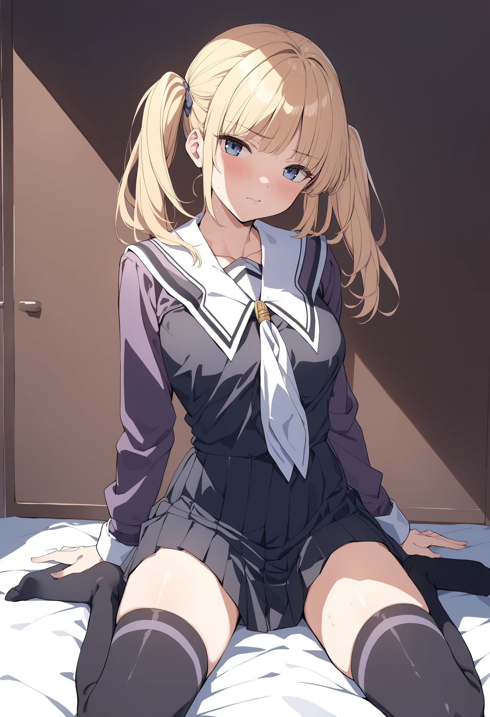 1girl,medium breasts,blonde hair, blue eyes, twintails,
<lora:isXLv1:0.8>,i''s,solo, school uniform, serafuku,black legwear, zettai ryouiki, white sailor collar,long sleeves,
masterpiece,best quality,medium quality,v