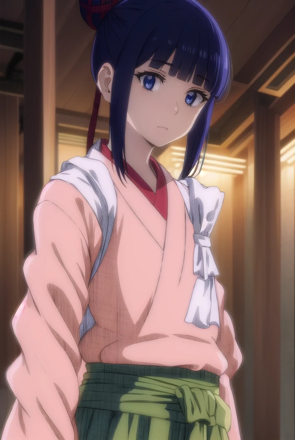glomeruli, <lora:glomeruli s1-lora-nochekaiser:1>,
glomeruli, bangs, blue hair, blunt bangs, hair bun, single hair bun, blue eyes,
BREAK skirt, japanese clothes, kimono, hakama, hakama skirt,
BREAK indoors,
BREAK looking at viewer, (cowboy shot:1.5), dynamic pose,
BREAK <lyco:GoodHands-beta2:1>, (masterpiece:1.2), best quality, high resolution, unity 8k wallpaper, (illustration:0.8), (beautiful detailed eyes:1.6), extremely detailed face, perfect lighting, extremely detailed CG, (perfect hands, perfect anatomy),