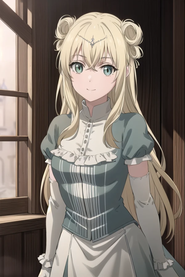 altenaedgardolatis, <lora:altena edgardo latis s1-lora-nochekaiser:1>,
altena edgardo latis, long hair, blonde hair, hair ornament, (green eyes:1.3), flower, hair flower, hair bun, double bun, smile,
BREAK gloves, dress, elbow gloves, white gloves, white dress, frills, corset, white corset,
BREAK indoors, castle,
BREAK looking at viewer, (cowboy shot:1.5), dynamic pose,
BREAK <lyco:GoodHands-beta2:1>, (masterpiece:1.2), best quality, high resolution, unity 8k wallpaper, (illustration:0.8), (beautiful detailed eyes:1.6), extremely detailed face, perfect lighting, extremely detailed CG, (perfect hands, perfect anatomy),