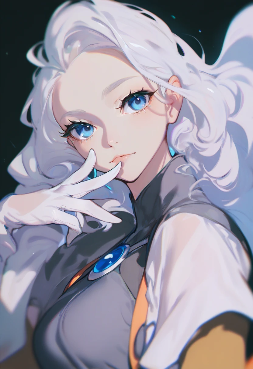 score_9, score_8_up, score_7_up, score_6_up, <lora:DPOXL:1> <lora:yoneyamaiXL_JS2_lokr_V12:1> 1girl, solo, black background, blue eyes, looking at viewer, long hair, shirt, gloves, upper body