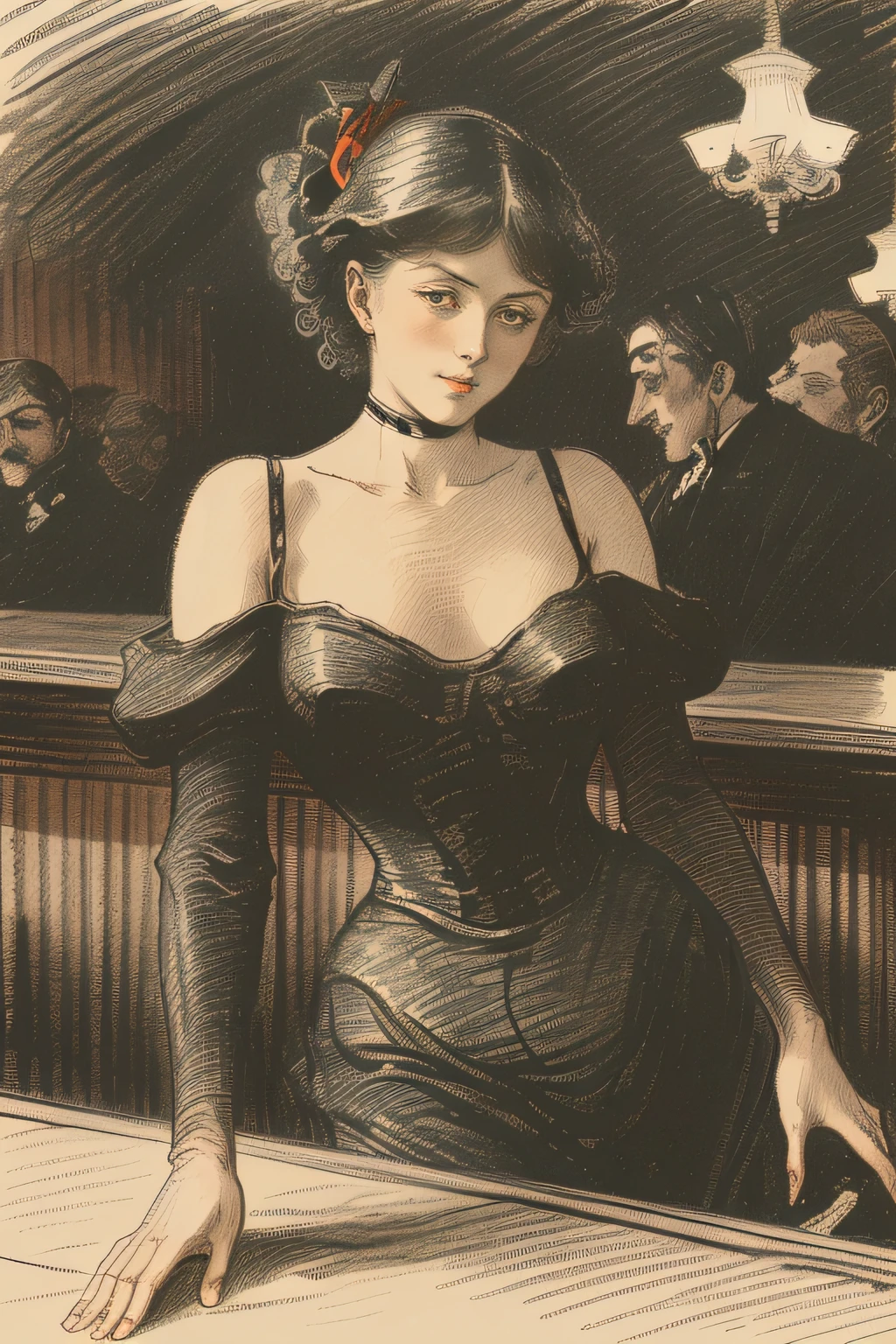 a woman in a blue dress standing at the bar, inspired by Edouard Manet, Bar at the Folies Bergere, Jean-Louis-Ernest Meissonnier, Eugene de Blaas, Theodore Chasserio, Vincent Lefebvre, Albert Lynch, Saturday night at the saloon, in the movie "The Victorian Aristocrat", Vincent Lefebvre.