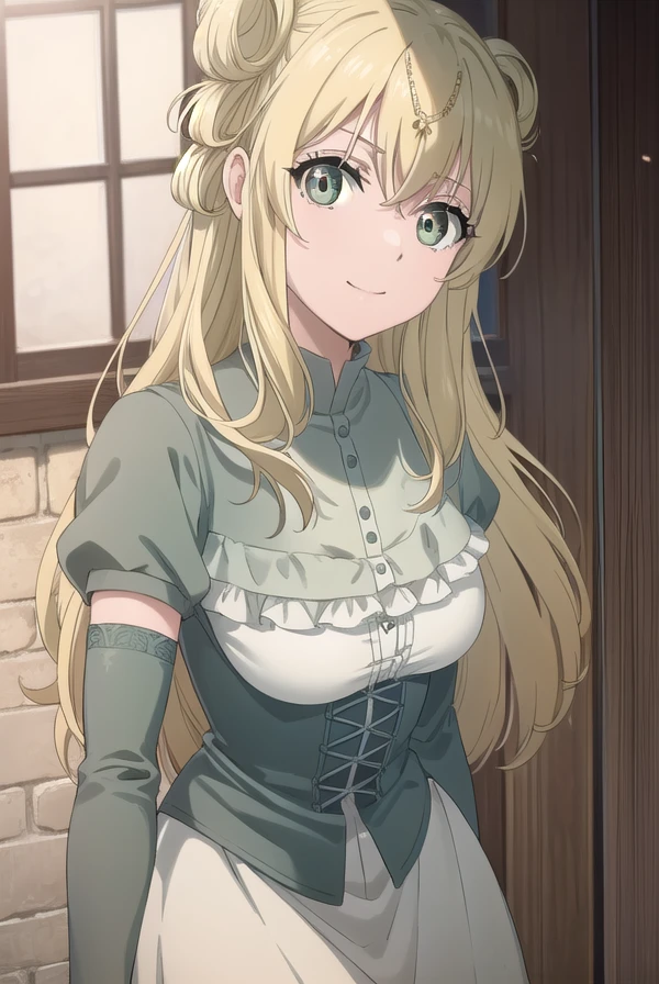 altenaedgardolatis, <lora:altena edgardo latis s1-lora-nochekaiser:1>,
altena edgardo latis, long hair, blonde hair, hair ornament, (green eyes:1.3), flower, hair flower, hair bun, double bun, smile,
BREAK gloves, dress, elbow gloves, white gloves, white dress, frills, corset, white corset,
BREAK indoors, castle,
BREAK looking at viewer, (cowboy shot:1.5), dynamic pose,
BREAK <lyco:GoodHands-beta2:1>, (masterpiece:1.2), best quality, high resolution, unity 8k wallpaper, (illustration:0.8), (beautiful detailed eyes:1.6), extremely detailed face, perfect lighting, extremely detailed CG, (perfect hands, perfect anatomy),