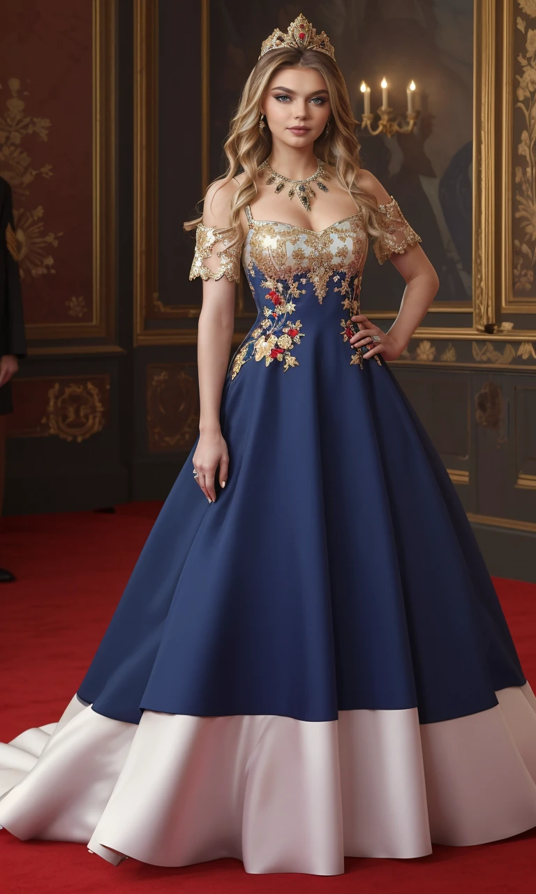 alinakab2024,1girl, photorealistic, best quality, masterpiece, dress with Russian flag,