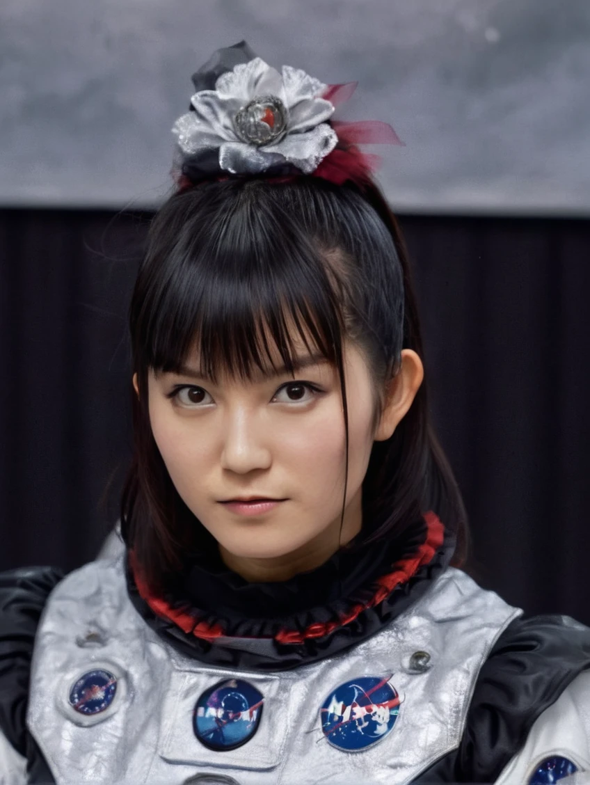 a beautiful picture of suzuka nakamoto XL, detailed skin texture,masterpiece, photorealistic, woman, 4k, backlighting, light, RAW color photo,(fully in frame:1.1), (blush:0.5), (goosebumps:0.5), <lora:suzuka nakamoto XL:.9> wearing a (astronaut:1.1) suit