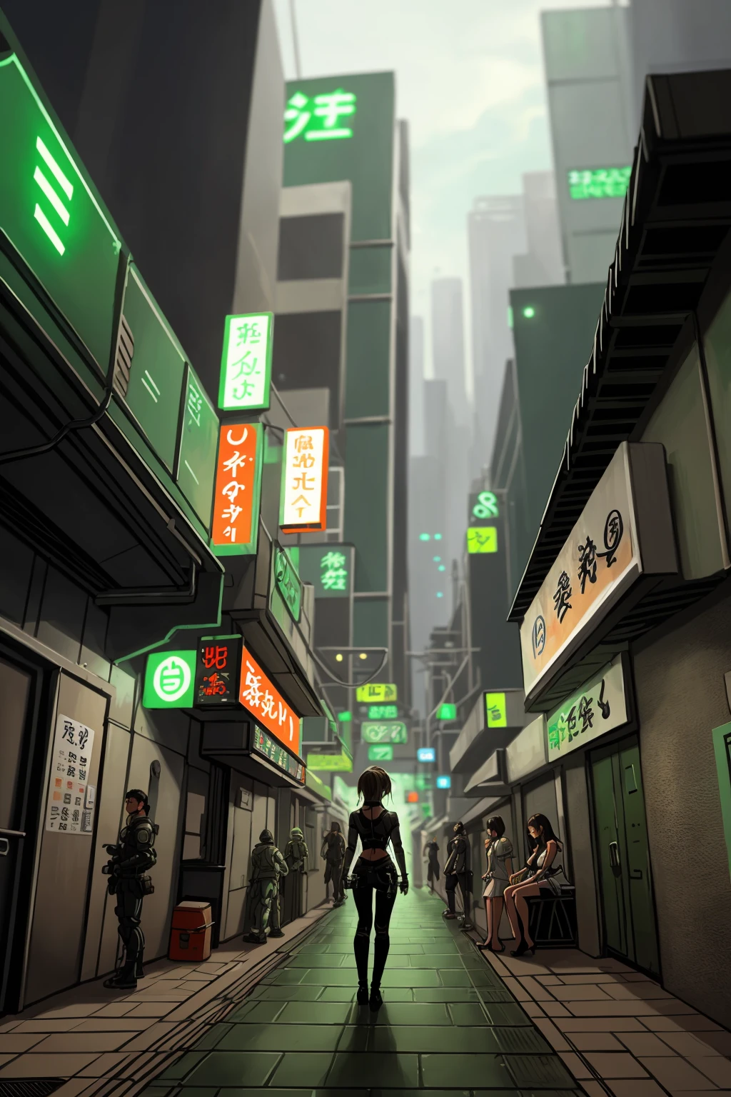 CS-MNC dark scifi cyberpunk neon nightclub entrance, dirty sidewalks, from below
(anime illustration) (best quality) (lineart) (intricate details) (cinematic lighting) (sharp focus)
