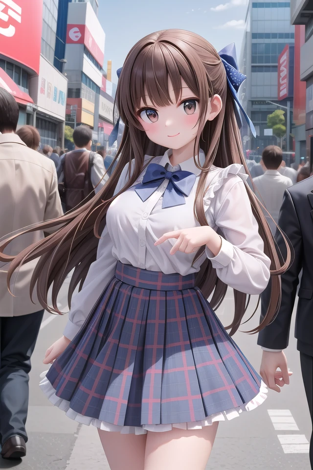 insanely detailed, absurdres, ultra-highres, ultra-detailed, best quality,
1girl, solo, nice hands, perfect hands
BREAK
jirai kei,plaid skirt, shirt, long sleeves, bow, blue skirt, white shoulder frilly shirt, outdoors, blue bow, long hair
BREAK
happy smile, laugh, closed mouth, standing,
,
cute pose, cowboy shot
BREAK
slender, kawaii, perfect symmetrical face, ultra cute girl, ultra cute face, ultra detailed eyes, ultra detailed hair, ultra cute, ultra beautiful
BREAK
shibuya, akihabara, tokyo, street, crowd, cityscape
BREAK
medium large breasts,
(brown hair, brown eyes), hime cut