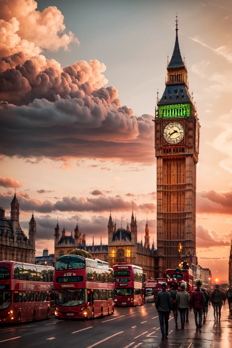 ((masterpiece,best quality)), anime style,  <lora:Big_Ben:0.8>,  Big Ben, cloud, cloudy sky, ground vehicle, sunset, city, road, real world location, <lora:more_details:0.5>