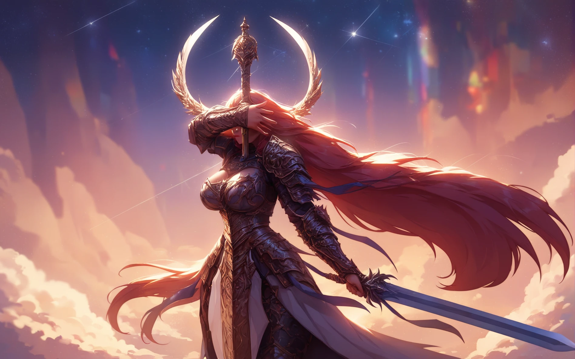 score_9,  01DA,  holding long handle greatsword one hand, gold,  high contrast, hard shadows,  cinematic lighting,  [:large breasts:0.3], [:gothic:0.4], hair covering eyes, long hair, [:wide hips:0.3],   
woman, armor, 
 <lora:detailarmor:0@0,0.5@0.25,1@0.5,0.5@0.75>