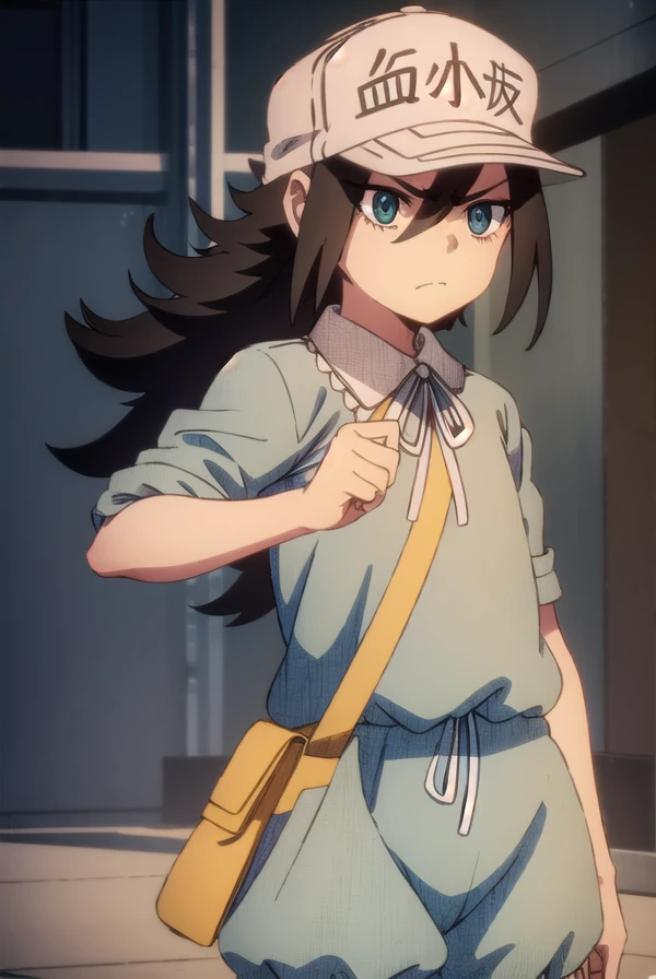 platelet, <lora:black platelet s1-lora-nochekaiser:1>,
platelet, long hair, black hair, hair between eyes, (green eyes:1.3), angry, frown,
BREAK shirt, hat, short sleeves, boots, white headwear, blue shirt, flat cap,
BREAK outdoors,
BREAK looking at viewer, (cowboy shot:1.5), dynamic pose,
BREAK <lyco:GoodHands-beta2:1>, (masterpiece:1.2), best quality, high resolution, unity 8k wallpaper, (illustration:0.8), (beautiful detailed eyes:1.6), extremely detailed face, perfect lighting, extremely detailed CG, (perfect hands, perfect anatomy),