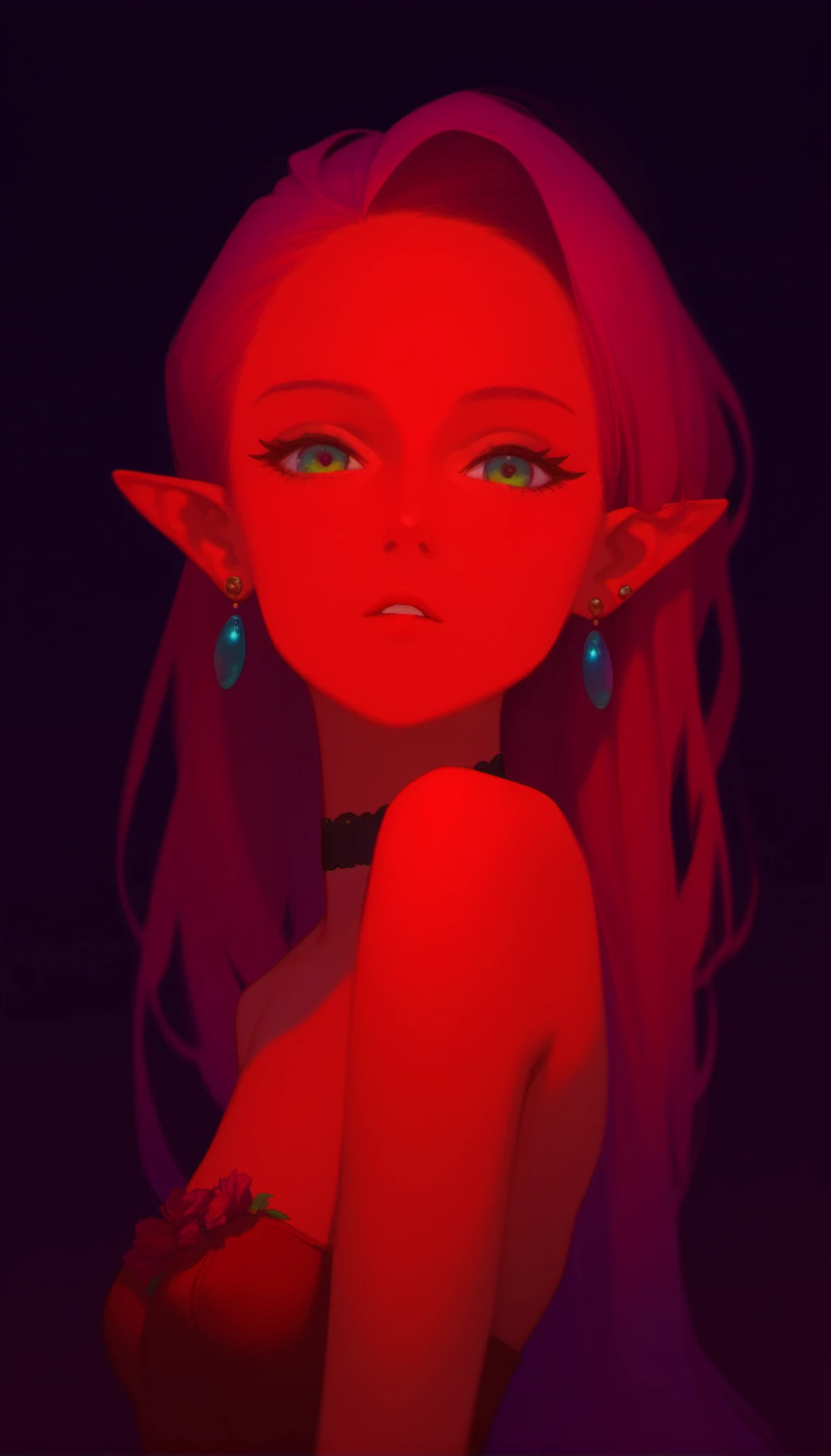 score_9, score_8_up, score_7_up, score_6_up,
dungeon, portrait, backlighting, (close-up:1.2), sunlight, flowers, colorful,
1girl, angela, solo, long hair, pointy ears, gradient hair, earrings, purple gloves, strapless, showgirl skirt, bare shoulders, waist cape, strapless leotard, choker, looking at viewer, parted lips, red leotard,
in an open field,
from above, upper body,
<lora:seiken-densetsu-mana-pony:0.8>