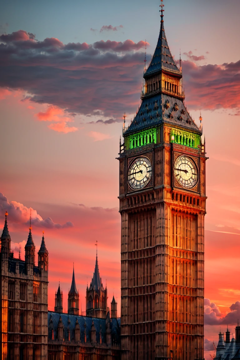 ((masterpiece,best quality)), anime style,  <lora:Big_Ben:0.8>,  Big Ben, cloud, castle, purple sky, pink sky, , <lora:more_details:0.5>