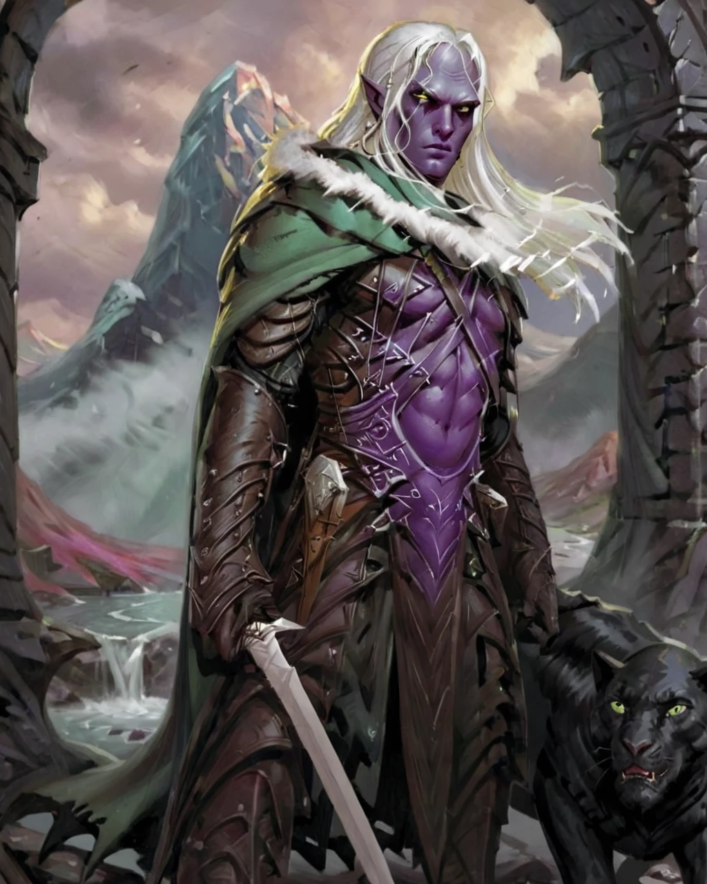 <lora:Drizzt Do'Urden:1> drizzt_dnd in a lost fantasy ruin