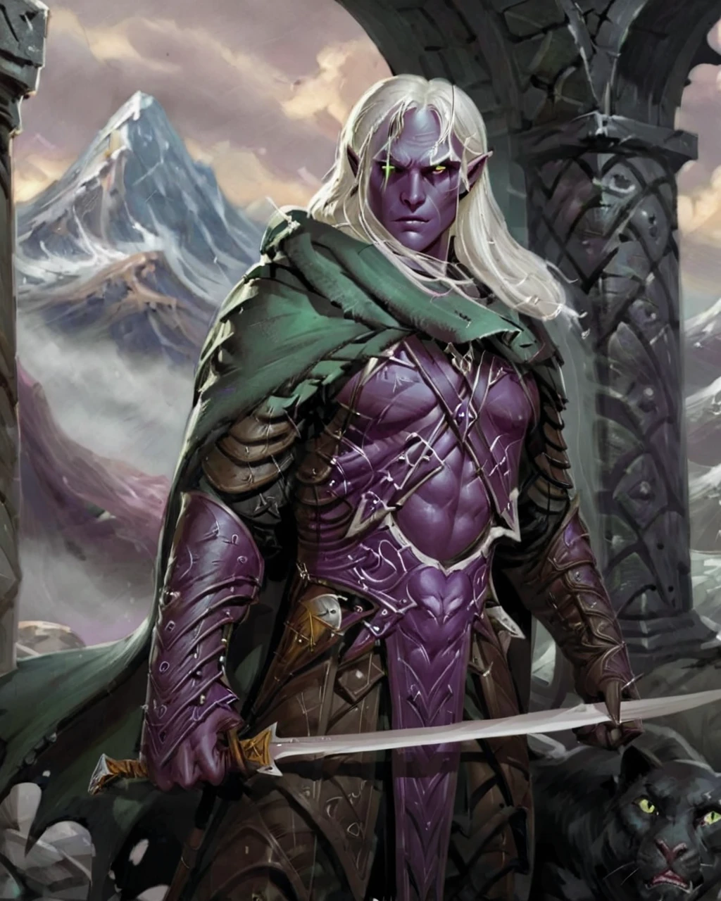 <lora:Drizzt Do'Urden:1> drizzt_dnd in a lost fantasy ruin