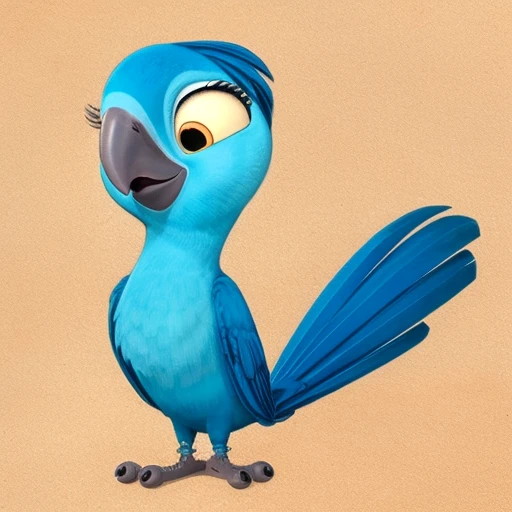 Bia, sfw, spix macaw,female, blue feathers, 2d, cartoon, flat colors, detailed    <lora:Bia(BirdMovie,Rio):0.7>
